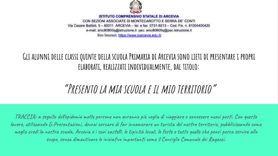 Presento la mia scuola e il mio territorio