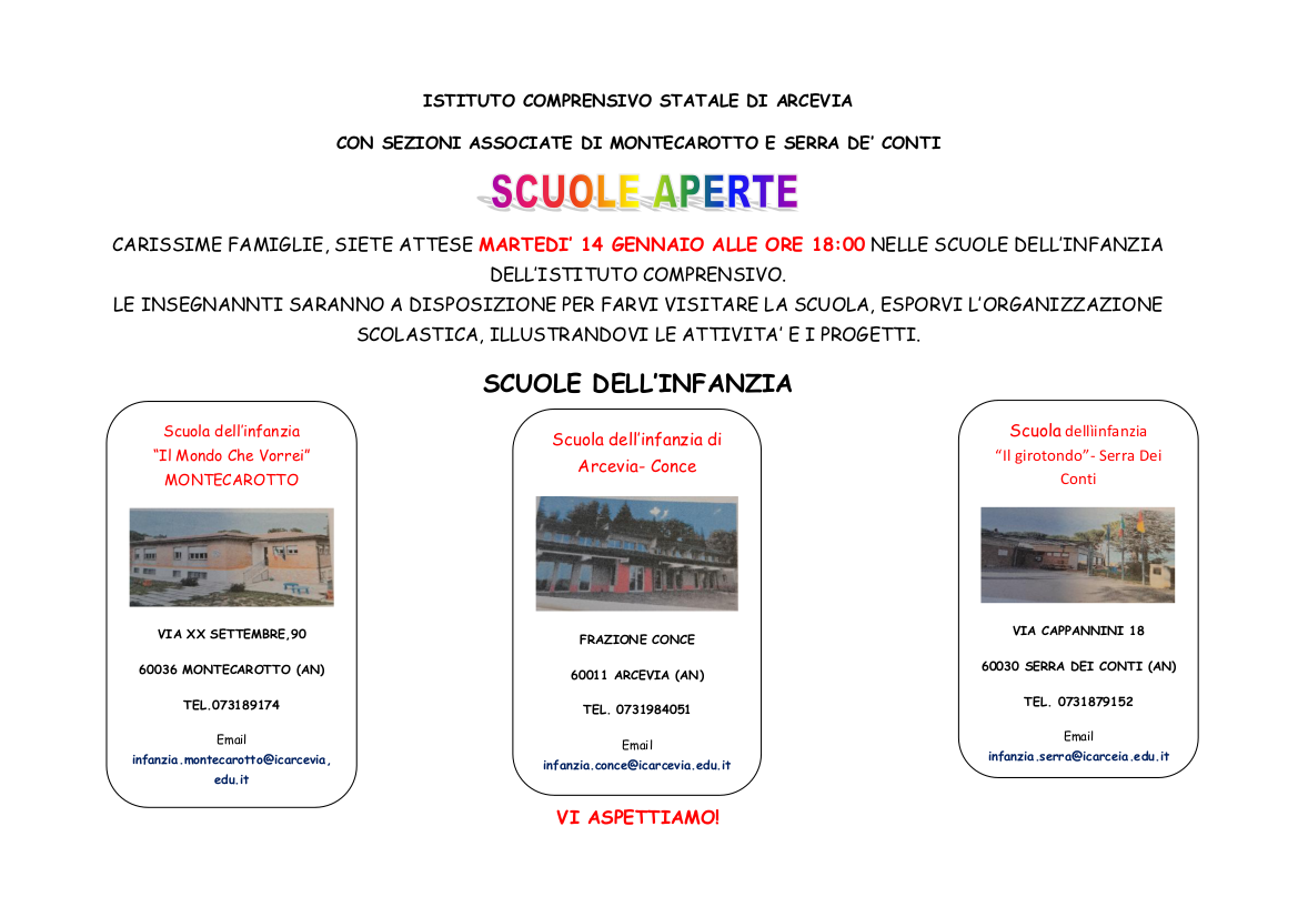 Volantino scuola aperta infanzia