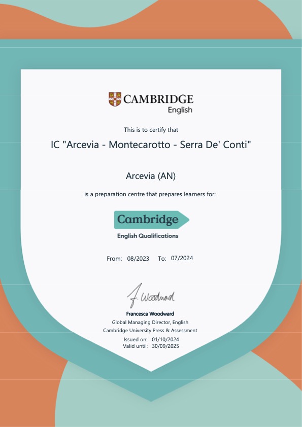 Certificato Preparation Centre 2024 25