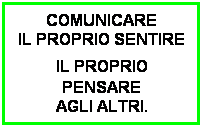 Casella di testo: COMUNICARE
IL PROPRIO SENTIRE
IL PROPRIO PENSARE
AGLI ALTRI.